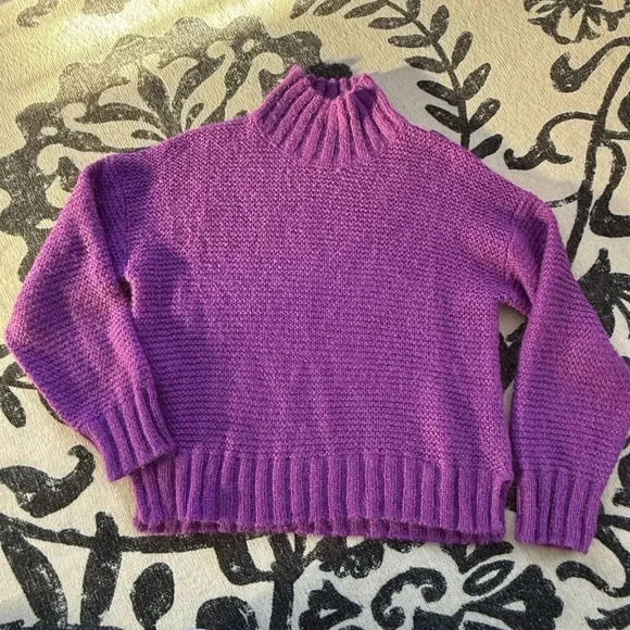 Baum Und Pferdgarten Women's Purple Mohair Blend Mockneck Ribbed Sweater Large - Picture 7 of 7